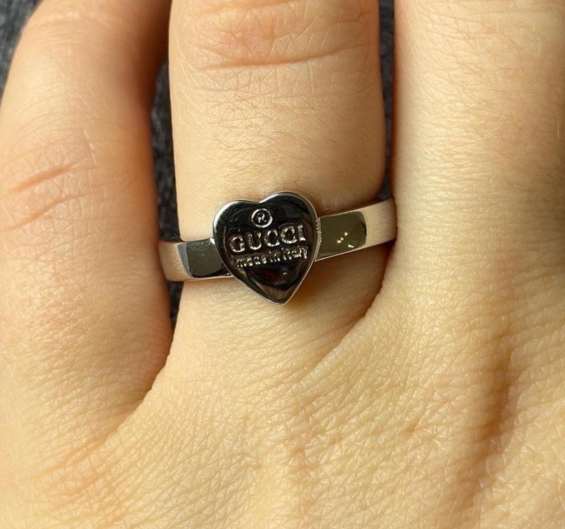 Heart Shaped Gucci Trademark Heart Silver Ring Gucci Sterling