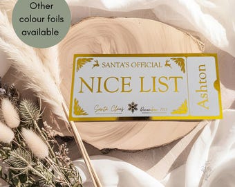 Foiled Personalised Christmas Good List Ticket