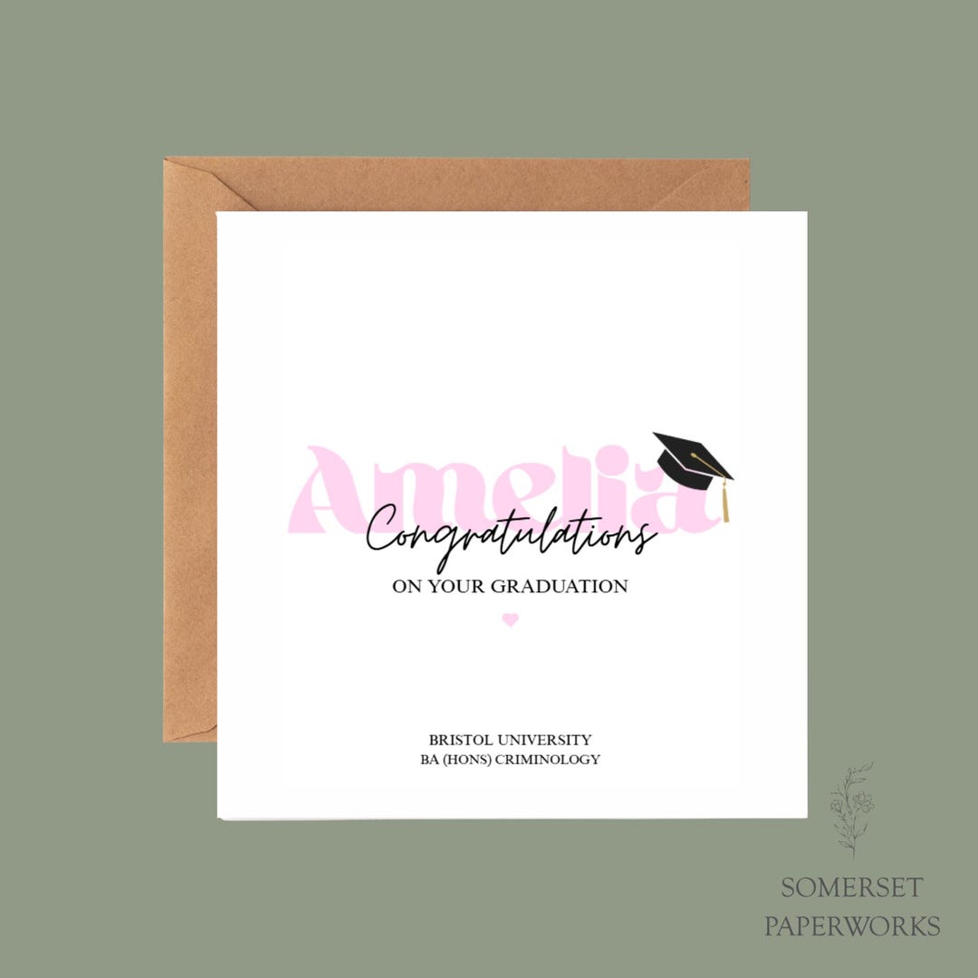 Pink Graduation Message Personalisd Graduation Card: Pink Congratulations Card - Etsy