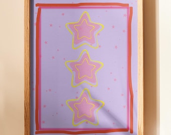 Fun Stars Digital Print – Kids Room Wall Art, Instant Download