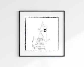 Dog at a Party - Happy Birthday Dog - Digital Art Print
