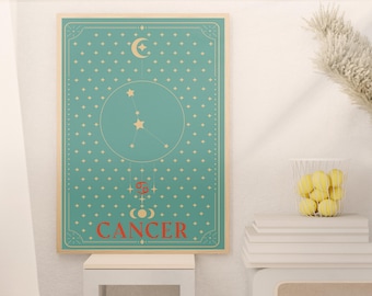 Cancer Zodiac Print - Astrology Wall Art, Instant Download