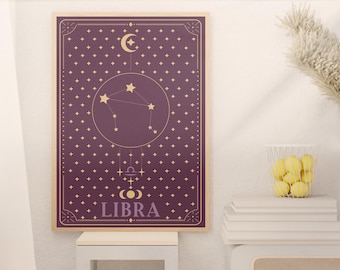 Libra Zodiac Print - Astrology Wall Art, Instant Download