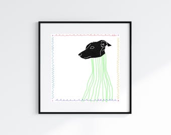 Dog in a Turtleneck - Fancy Greyhound - Digital Art Print