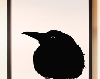 Crow Line Art Print – Modern Minimalist Digital Download