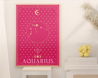 Aquarius Zodiac Print – Astrology Wall Art, Instant Download