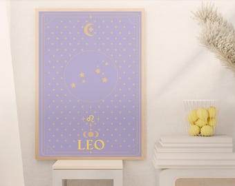 Leo Zodiac Print - Astrology Wall Art, Instant Download