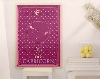 Capicorn Zodiac Print - Astrology Wall Art, Instant Download