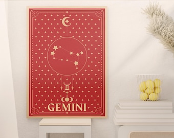 Gemini Zodiac Print - Astrology Wall Art, Instant Download