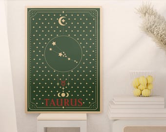 Tarus Zodiac Print - Astrology Wall Art, Instant Download