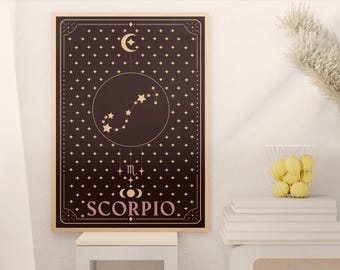 Scorpio Zodiac Print - Astrology Wall Art, Instant Download
