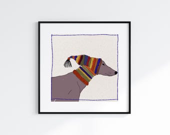 Dog with a Colourful Hat - Digital Art Print