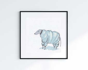 Dog in a Snowstorm - Digital Art Print