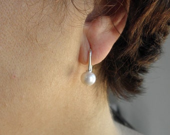 Pearl earrings silver 925, Freshwater pearl earrings sterling silver