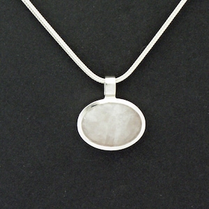 Rose quartz sterling silver pendant necklace foxtail chain