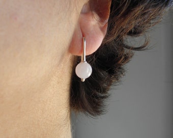 Rose quartz earrings silver 925, rose quartz spheres earrings sterling silver