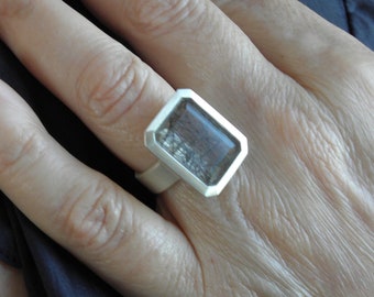 Turmalin Quarz Silber Ring