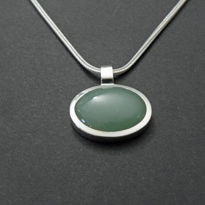 Aventurine sterling silver pendant necklace foxtail chain