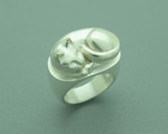 cat sterling silver ring