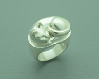 cat sterling silver ring