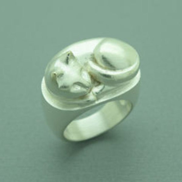 cat sterling silver ring