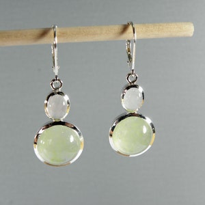 green jade and rose quartz dangle earrings silver 925 image 3
