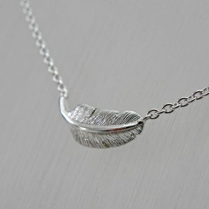 feather silver necklace, silver plume necklace image 5