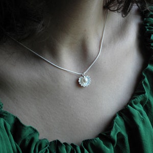 shell silver pendant necklace with pearl image 1