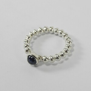 Sapphire sterling silver sphere ring image 8