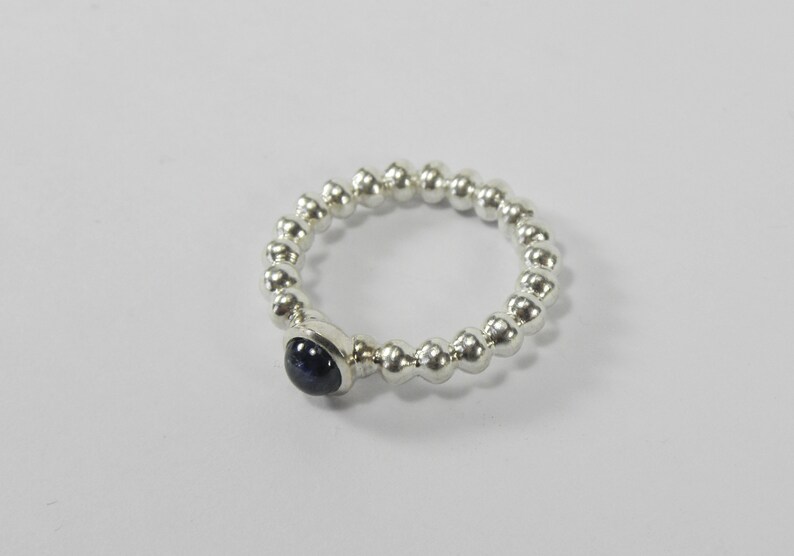 Sapphire sterling silver sphere ring image 8