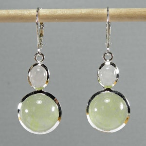 green jade and rose quartz dangle earrings silver 925 image 4