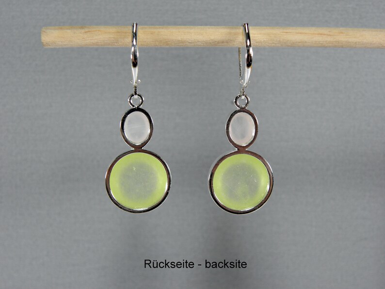 green jade and rose quartz dangle earrings silver 925 image 7