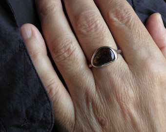 Brown tourmaline silver ring - October birthstone silver ring