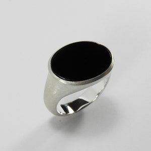 big onyx silver statement signet seal ring image 6