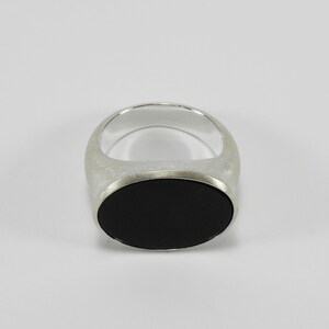 big onyx silver statement signet seal ring image 4