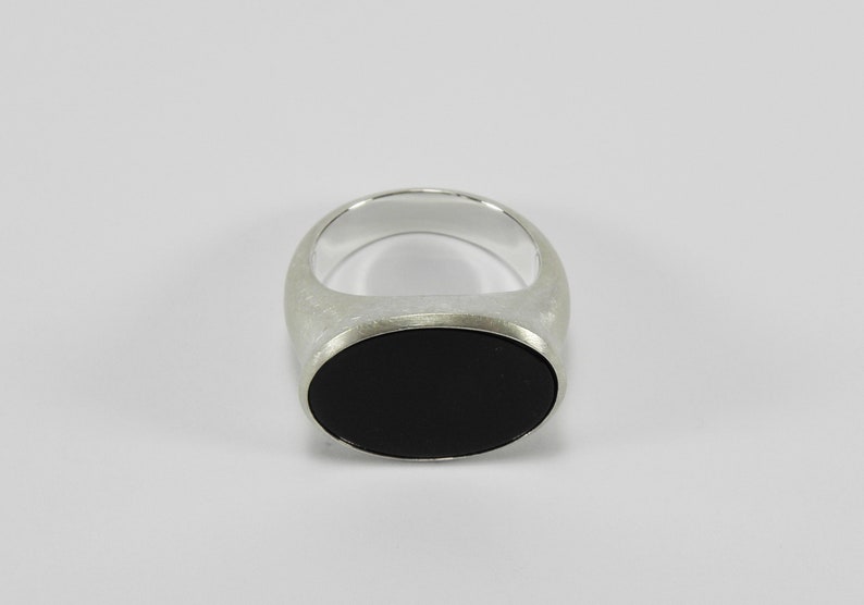 big onyx silver statement signet seal ring image 4