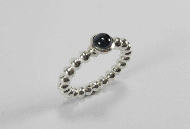 Sapphire sterling silver sphere ring image 5