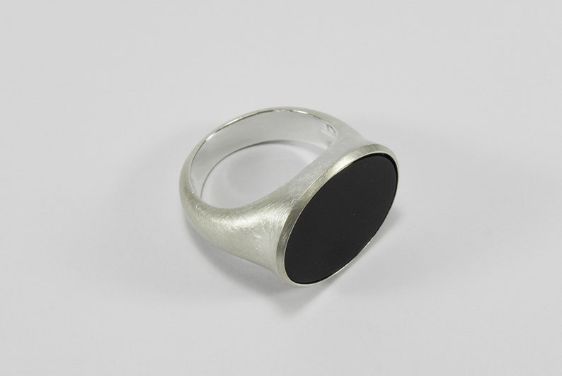 big onyx silver statement signet seal ring image 5