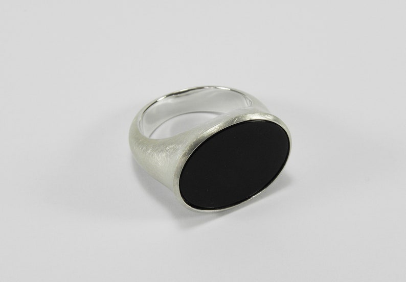 big onyx silver statement signet seal ring image 3