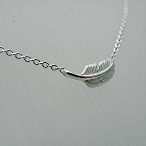 feather silver necklace, silver plume necklace image 4