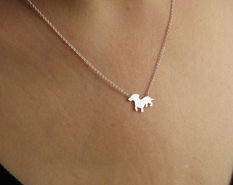 Dachshund dog sterling silver necklace