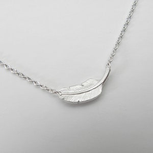 feather silver necklace, silver plume necklace image 7