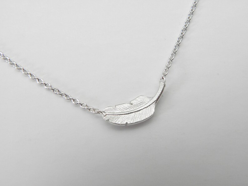 feather silver necklace, silver plume necklace image 7