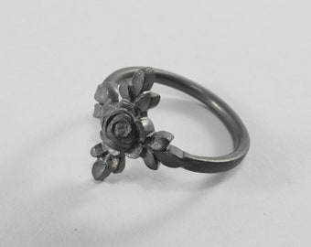 rose cross ring in solid sterling silver