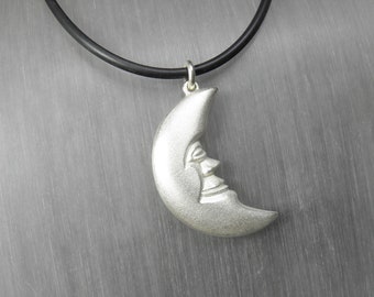 double-verso lune sterling collier pendentif en argent