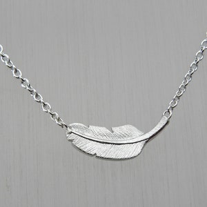 feather silver necklace, silver plume necklace image 3