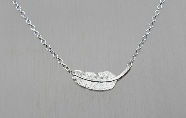 feather silver necklace, silver plume necklace image 3