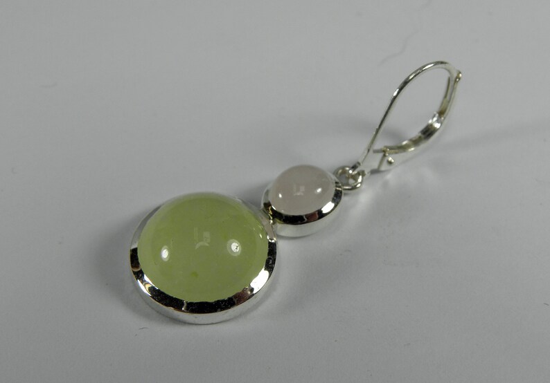 green jade and rose quartz dangle earrings silver 925 image 8