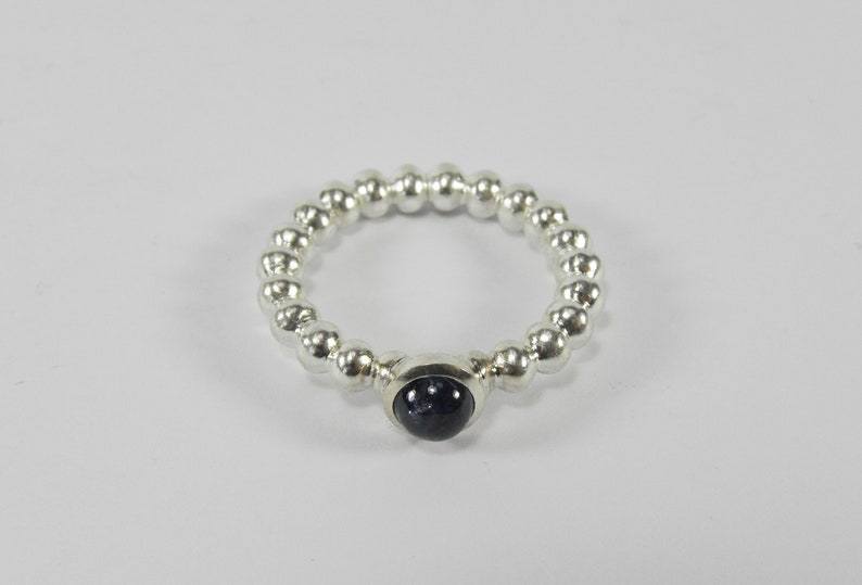 Sapphire sterling silver sphere ring image 7