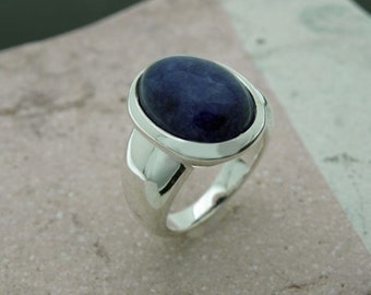 sodalite seal signet sterling silver ring